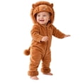 thumbnail image 1 of OJSFQUFP Baby Toddler Fuzzy Plush Hooded Zipper Jumpsuit with & Tail Infant Cosplay Romper for Halloween, 1 of 7