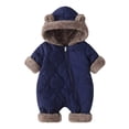 thumbnail image 1 of OJSFQUFP Baby Winter Fleece Lined Snowsuit Bear Ear Hooded Quilted Romper Warm Zipper Infant Jumpsuit, 1 of 7
