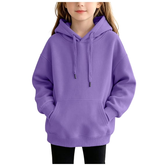 OJSFQUFP Boys' Hoodie and Winter Cotton Girls' Casual Long Sleeved Top Solid Color Jacket Hoodie