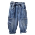 thumbnail image 1 of OJSFQUFP Boys Soft Elastic Feet Solid Color Pants Cotton Fall Kids Denim Pants for Toddler Kids Kids Pants, 1 of 9