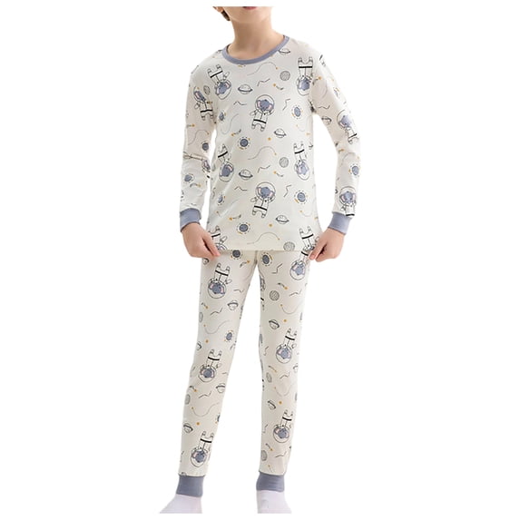 OJSFQUFP Cartoon Print Thermal Underwear 2Pcs Set Older Boys and Girls Soft Warm Base Layer for Fall and Winter (1-16Y)