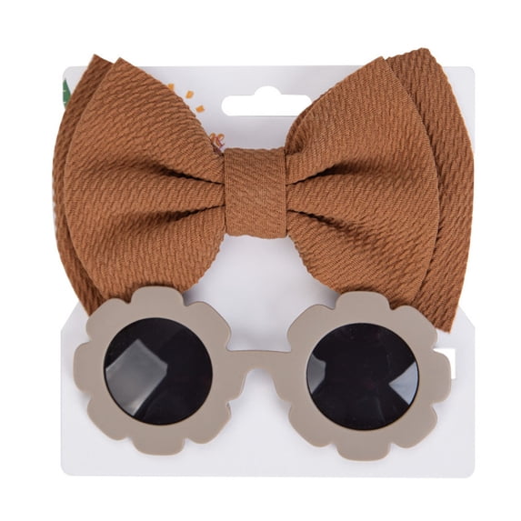 OJSFQUFP Childrens Sunglasses Headband Combo Set Baby Bubble Fabric Bow Hairband Sunglasses