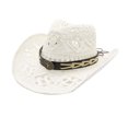 thumbnail image 1 of OJSFQUFP Cowboy Hat Cow Girl Hat Cowboy Hats for Women/Mens/Straw Wide with Shapeable Brim Cowboy Hat for Womens/White, 1 of 7