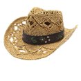 thumbnail image 1 of OJSFQUFP Cowboy Hat Cow Girl Hat Cowboy Hats for Women/Mens/Straw Wide with Shapeable Brim Cowboy Hat for Womens/White, 1 of 5