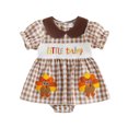 thumbnail image 1 of OJSFQUFP Cute Baby Hare Dress Halloween Thanksgiving Turkey Pumpkin Towel Embroidered Plaid Triangle Climbing Suit, 1 of 4