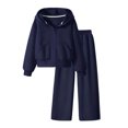 thumbnail image 1 of OJSFQUFP Girls 2 Piece Tracksuit Set Zip‑Up Hoodie Jacket + Wide Leg Pants Kids Casual Sport Outfit for School, 1 of 8