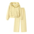 thumbnail image 1 of OJSFQUFP Girls 2 Piece Tracksuit Set Zip‑Up Hoodie Jacket + Wide Leg Pants Kids Casual Sport Outfit for School, 1 of 7