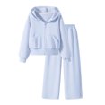 thumbnail image 1 of OJSFQUFP Girls 2 Piece Tracksuit Set Zip‑Up Hoodie Jacket + Wide Leg Pants Kids Casual Sport Outfit for School, 1 of 7