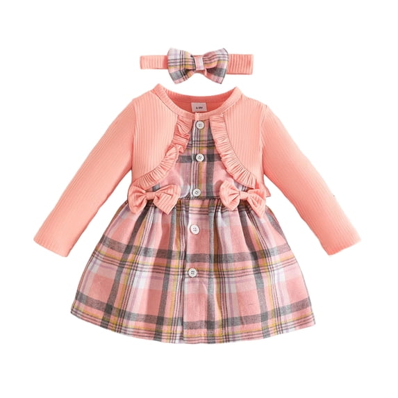 OJSFQUFP Girls Comfortable and Breathable Dress Fashionable and Casual Checkered Print Dress