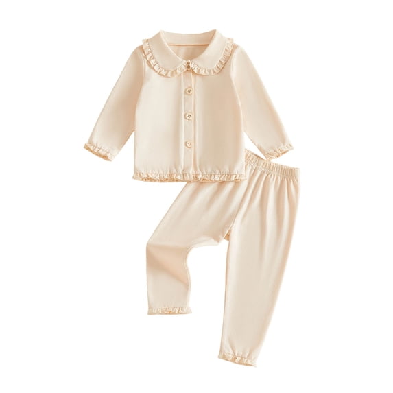 OJSFQUFP Girls Comfortable and Breathable Homewear Set Solid Color Long Sleeved Top Shorts Two Piece Set