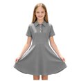 thumbnail image 1 of OJSFQUFP Girls Comfortable and Breathable Summer Dress Fashionable and Casual Solid Color Short Sleeved Dress, 1 of 6