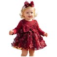 thumbnail image 1 of OJSFQUFP Girls' Dress Elegant Cute Skin Friendly and Comfortable Ribbed Top with Bow Tie Mesh Dress, 1 of 9