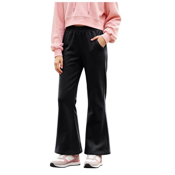 OJSFQUFP Girls' Flared Pants Outerwear Versatile Sweatpants Cotton Slightly Flared Pants for Medium and Large Hiking Pants