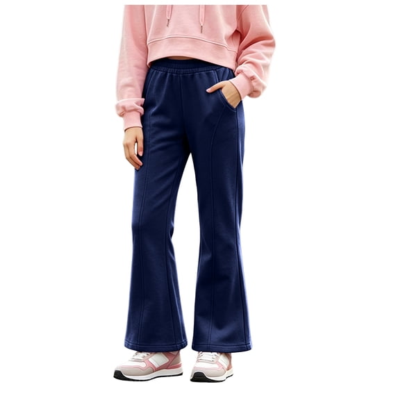 OJSFQUFP Girls' Flared Pants Outerwear Versatile Sweatpants Cotton Slightly Flared Pants for Medium and Large Hiking Pants