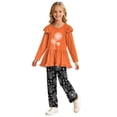 thumbnail image 1 of OJSFQUFP Girls Flutter Long Sleeved Top Slim Fit Trousers for Home Outdoor Wear Casual and Stylish Bow Print Girls 2Piece Set, 1 of 5