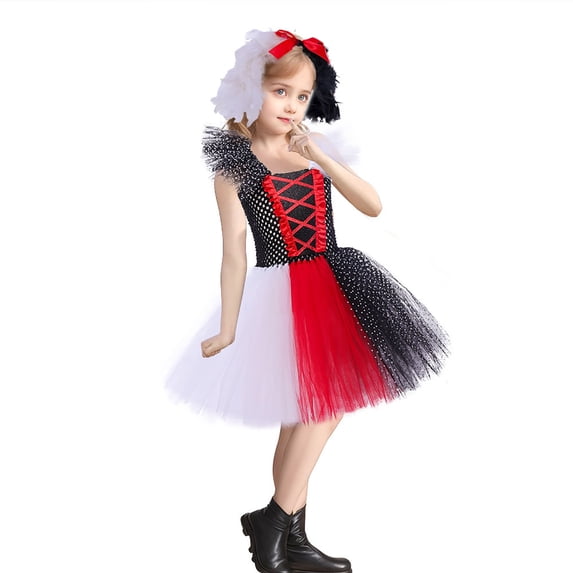 OJSFQUFP Girls Halloween and White Witch Mesh Dresses Cute Puppy Girls' Halloween Role Playing Cos Outfits