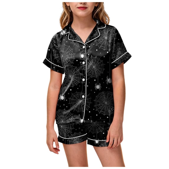 OJSFQUFP Girls Shorts Set Toddler Short Sleeve Print Shirts Tops Pants Outfits Button