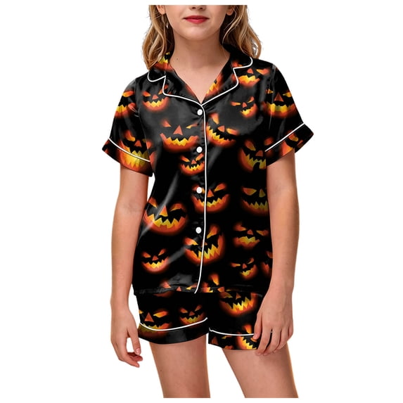 OJSFQUFP Girls Shorts Set Toddler Short Sleeve Print Shirts Tops Pants Outfits Button