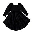 thumbnail image 1 of OJSFQUFP Girls' Spring Summer and Fall Dress: Square Neck Flared Sleeves Ruffled Hem Dress, 1 of 6