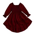 thumbnail image 1 of OJSFQUFP Girls' Spring Summer and Fall Dress: Square Neck Flared Sleeves Ruffled Hem Dress, 1 of 6