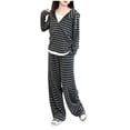 thumbnail image 1 of OJSFQUFP Girls Suit Stylish Medium and Large Childrens Hooded Zipper Jacket Wide Leg Pants Two Piece Suit, 1 of 6