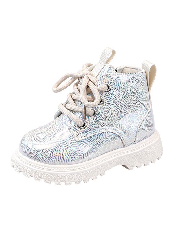 Girls Winter Fashion Sparkly Sequin Pearl Princess Boots Purpose Zipper Decorated British Boots
