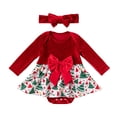 thumbnail image 1 of OJSFQUFP Girls' Winter and Christmas Cute Long Sleeved Velvet Dress and Hair Set, 1 of 7