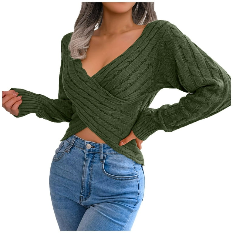 Sexy V-Neck Solid Color Long Sleeve Sweaters Sexy V-Neck Solid Color Long Sleeve Sweaters