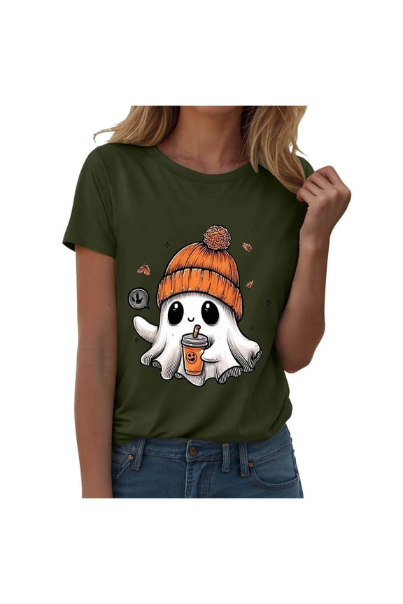 Halloween Oversized Shirts for Women Season T-Shirt Halloween Pumpkin Cos Fall Tees Top