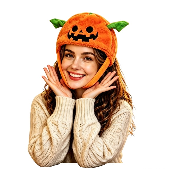 OJSFQUFP Halloween Pumpkin Hats for Party Cos Outfit Funny Pumpkin Head Caps,Orange Plush Cos Clothes,Halloween Party Supply