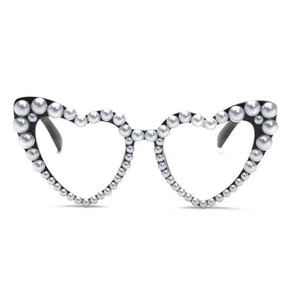 OJSFQUFP Heart Shape Sunglasses Love Heart Pearl Sunglasses for Women White Glasses Party Bride Sunglasses
