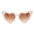 thumbnail image 1 of OJSFQUFP Heart Shape Sunglasses Love Heart Pearl Sunglasses for Women White Glasses Party Bride Sunglasses, 1 of 5