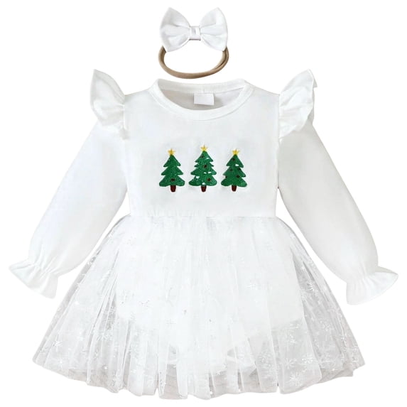 OJSFQUFP Infant Baby Girl Romper Lace Dress Floral Fall Winter Outfits Long Sleeve Clothes with Bow Headband