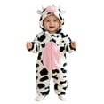 thumbnail image 1 of OJSFQUFP Infant and Toddler Flannel Bodysuit Cute Cartoon Soft and Comfortable Hooded Romper for Fall and Winter., 1 of 3