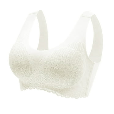 OJSFQUFP Breathable Bras For Women White Womens Comfort Sports Bra Front Zipper Fixed Cup Non-Underwire Vest Plus Size Wirefree Breathable Yoga Bra Xl