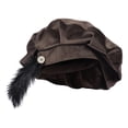 thumbnail image 1 of OJSFQUFP Men's Feather Hat Retro Flat Top Beret Medieval Costume Headdress, 1 of 5