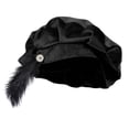 thumbnail image 1 of OJSFQUFP Men's Feather Hat Retro Flat Top Beret Medieval Costume Headdress, 1 of 4