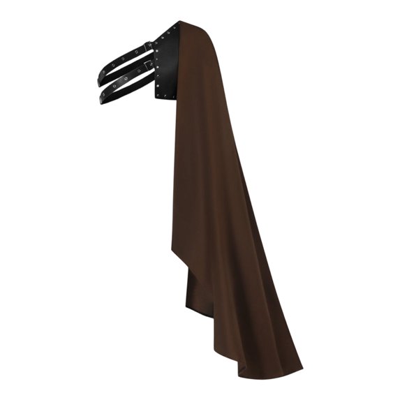 OJSFQUFP Mens Boys Half Shoulder Cape Cos Clothes Cloak Men Black Half Shawl,Vintage Style,Adjustable Tie,27.6" Length,for Halloween Cos Pirate