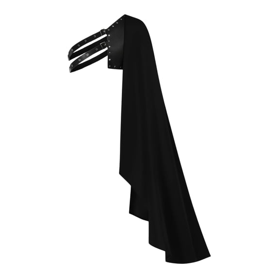 OJSFQUFP Mens Boys Half Shoulder Cape Cos Clothes Cloak Men Black Half Shawl,Vintage Style,Adjustable Tie,27.6" Length,for Halloween Cos Pirate