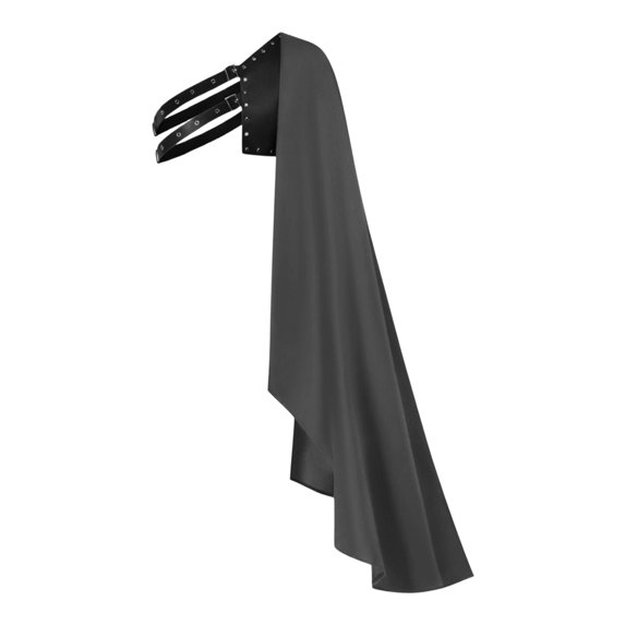 OJSFQUFP Mens Boys Half Shoulder Cape Cos Clothes Cloak Men Black Half Shawl,Vintage Style,Adjustable Tie,27.6" Length,for Halloween Cos Pirate