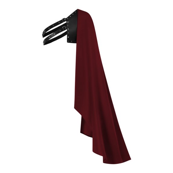 OJSFQUFP Mens Boys Half Shoulder Cape Cos Clothes Cloak Men Black Half Shawl,Vintage Style,Adjustable Tie,27.6" Length,for Halloween Cos Pirate