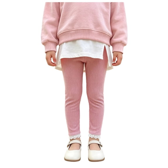 OJSFQUFP Pants Baby Boys' and Girls' Leggings Spring and and Stylish Outerwear Boys' and Girls' Lace Edge Pants Pants Kids