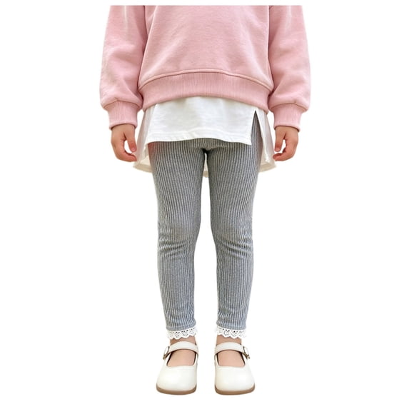 OJSFQUFP Pants Baby Boys' and Girls' Leggings Spring and and Stylish Outerwear Boys' and Girls' Lace Edge Pants Pants Kids