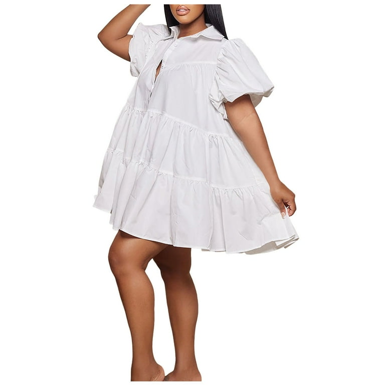 Elegant Solid Buckle O Neck A Line Short Sleeve Dress(5 Colors) Elegant Solid Buckle O Neck A Line Short Sleeve Dress(5 Colors)
