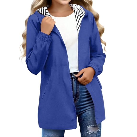 OJSFQUFP Rain Jacket for Lined Packable Lightweight Hooded Raincoat Kids Travel Windbreaker Coat