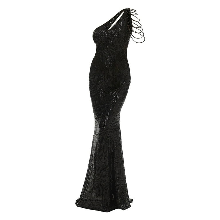 Women's sequins sexy shoulder dress Women's sequins sexy shoulder dress