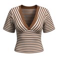 thumbnail image 1 of OJSFQUFP Sleeve Tops for Women V Neck Front Crop Top Tee Shirt Cute Vacation Outfits, 1 of 7