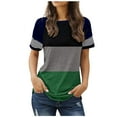 thumbnail image 1 of OJSFQUFP Summer Tops Women Green Women's Crew Neck Casual Patchwork Short Sleeve T-Shirt Top Cute Printed Loose Fit Workout Shirt XL, 1 of 5