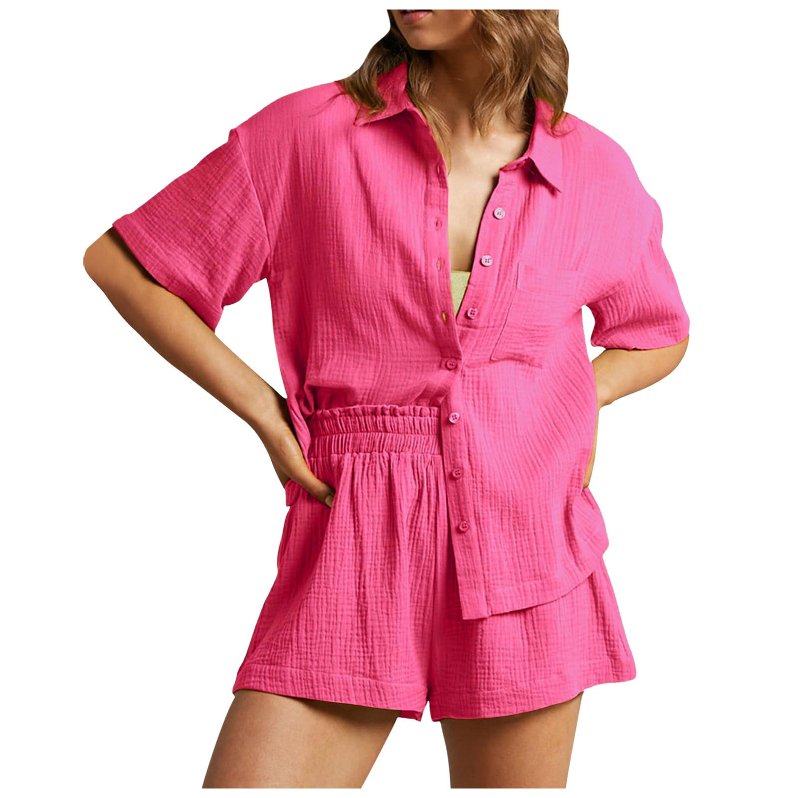 Deals Men's Round Neck Shirt and Shorts Set Summer Outfits