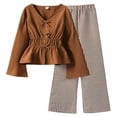 thumbnail image 1 of OJSFQUFP Teen Girls Children Fall 2 Piece Set Solid Color Long Sleeved Shirt and Long Pants (8-13Y), 1 of 7
